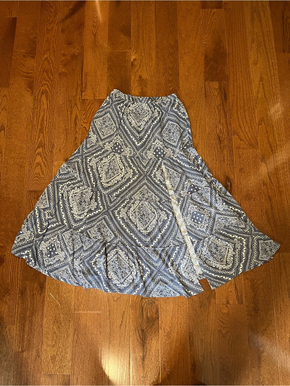 bp Blue and Ivory Bandana Print Circle Skirt